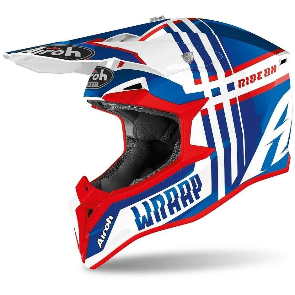 Casco Bambino Moto Cross Enduro Airoh WRAAP YOUTH Broaken Blu Rosso Lucido 3 Casco Bambino Moto Cross Enduro Airoh WRAAP YOUTH Broaken Blu Rosso Lucido