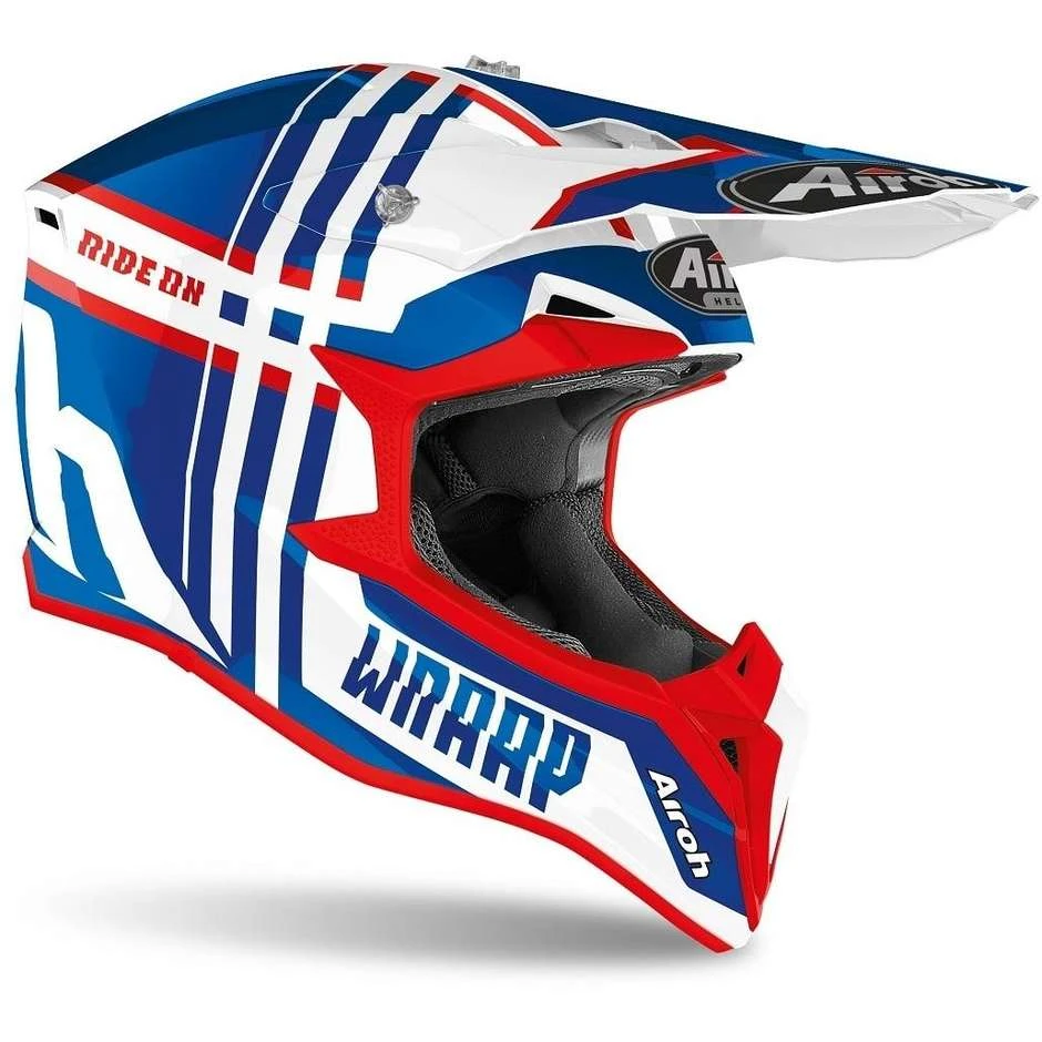 Casco Bambino Moto Cross Enduro Airoh WRAAP YOUTH Broaken Blu Rosso Lucido 4 Casco Bambino Moto Cross Enduro Airoh WRAAP YOUTH Broaken Blu Rosso Lucido - immagine 2