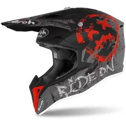 Casco Bambino Moto Cross Enduro Airoh WRAAP YOUTH Smile Rosso Opaco