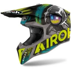 Casco Moto Cross Enduro Airoh WRAAP Alien Giallo Opaco