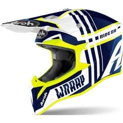 Casco Moto Cross Enduro Airoh WRAAP Broken Blu Lucido