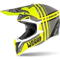Casco Moto Cross Enduro Airoh WRAAP Broken Giallo Opaco