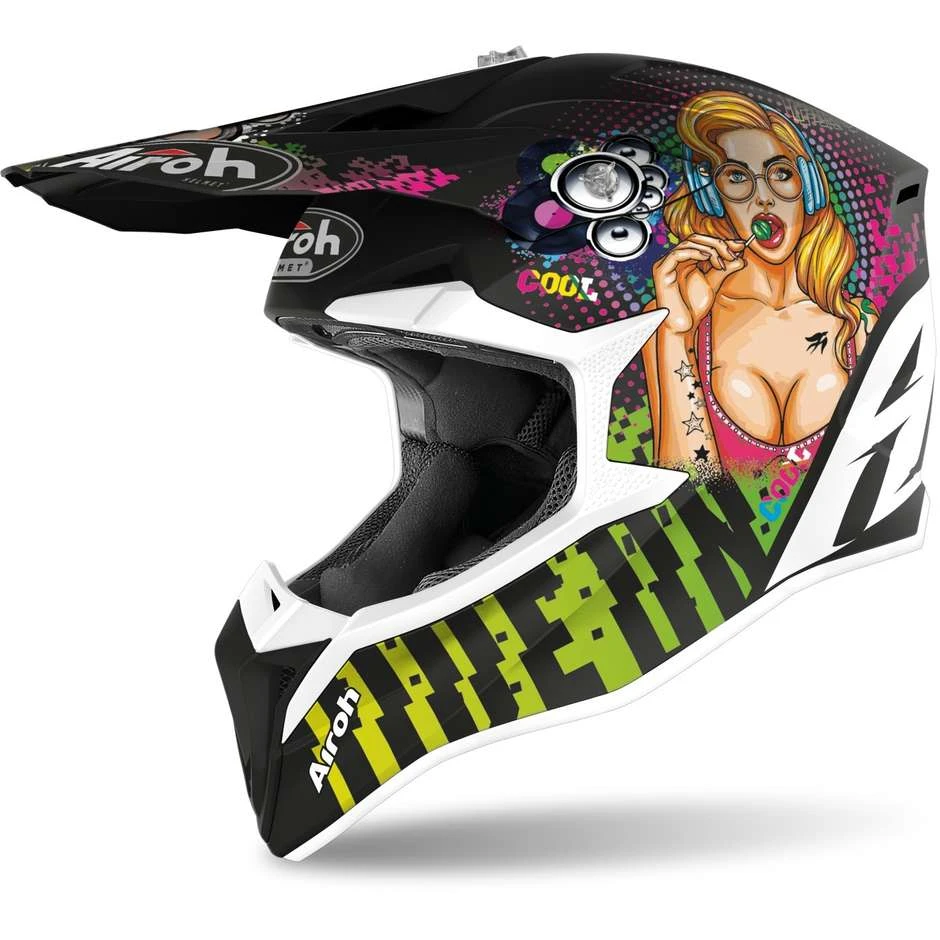Casco Moto Cross Enduro Airoh WRAAP Pin-Up Opaco 3 Casco Moto Cross Enduro Airoh WRAAP Pin-Up Opaco