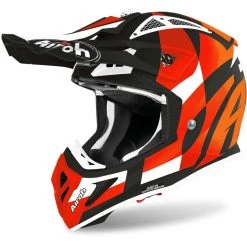 Casco Moto Cross Enduro In Fibra Airoh AVIATOR ACE Trick Arancio Opaco
