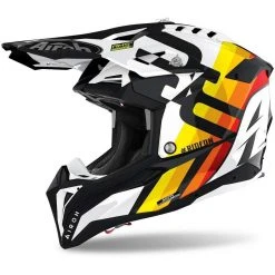 Casco Moto Cross Enduro In Fibra HPC Airoh AVIATOR 3 Rainbow Bianco