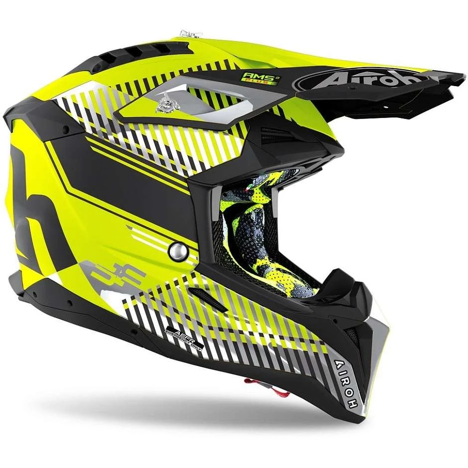 Casco Moto Cross Enduro In Fibra HPC Airoh AVIATOR 3 Wave Giallo Opaco 4 Casco Moto Cross Enduro In Fibra HPC Airoh AVIATOR 3 Wave Giallo Opaco - immagine 2