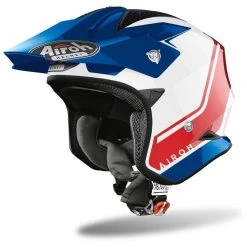Casco Moto In Fibra On-Off Urban Jet Airoh TRR S Keen Blu Rosso Lucido