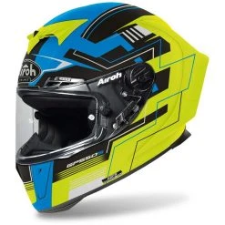 Casco Moto Integrale In Fibra Airoh GP550 S Challenge Blu Giallo Opaco