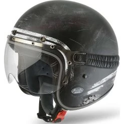 Casco Moto Jet Custom Airoh Garage Raw Opaco Con Occhiali
