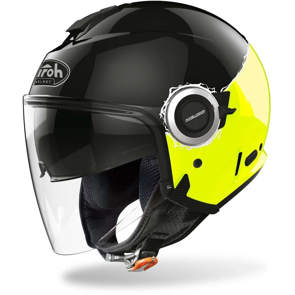 Casco Moto Jet Doppia Visiera Airoh HELIOS Fluo Nero Giallo Lucido 3 Casco Moto Jet Doppia Visiera Airoh HELIOS Fluo Nero Giallo Lucido