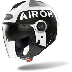 Casco Moto Jet Doppia Visiera Airoh HELIOS Up Bianco Lucido