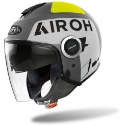 Casco Moto Jet Doppia Visiera Airoh HELIOS Up Grigio Opaco